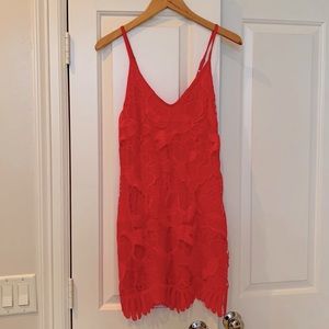 Express Lace Overlay floral Mini Dress